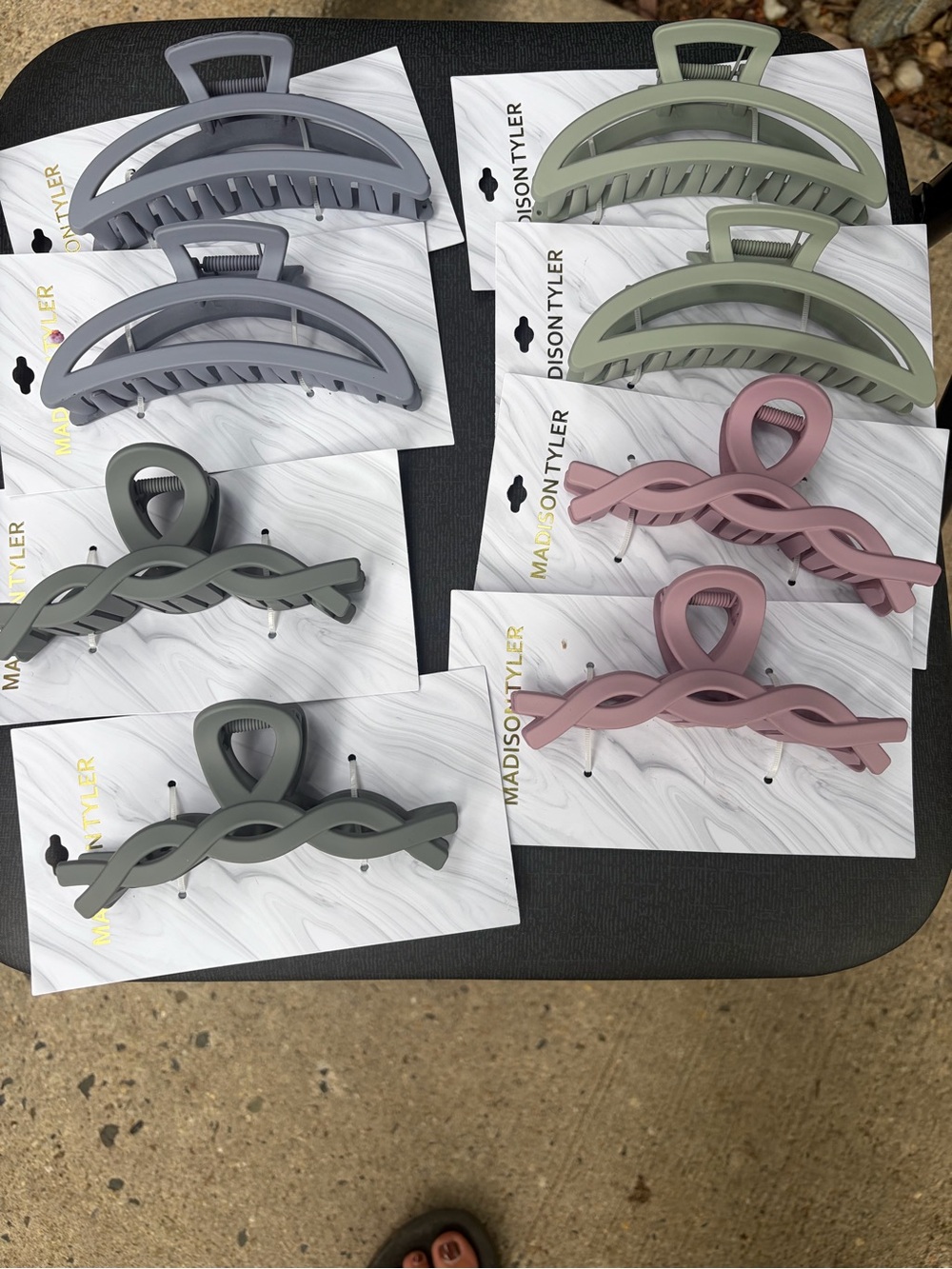 Madison Matte Hair Clips Trio — Pink, Sage, Gray - all 8 for $5
